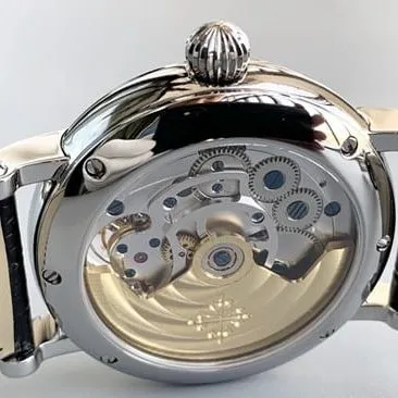 top-tier watch Patek Philippe men's white dial black belt automatic complex function series tourbillonleather strap watch clasp picture