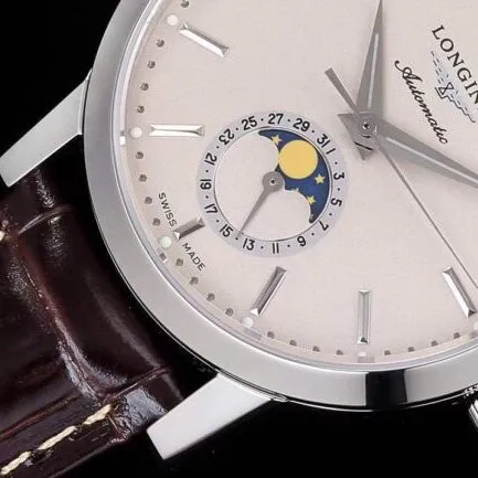 top-tier watch Longines classic retro series 1832 white steel white bottom mechanical men's watch front view
