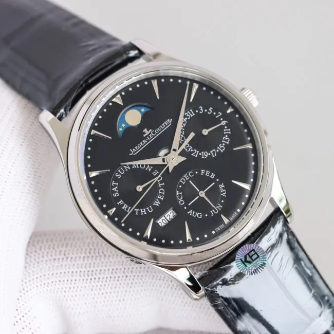 TW factory top-tier watch Jaeger-LeCoultre master moon phasewhite dial perpetual calendar automatic movement men's watch clasp picture