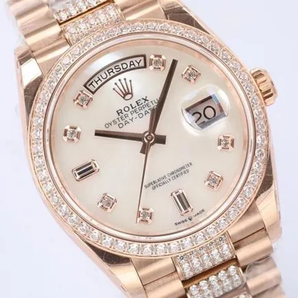 EW Factorytop-tier replicaRolex1:1 watch men's gold plate gold band 2021 new automatic movementday displayDatejust series watch front view