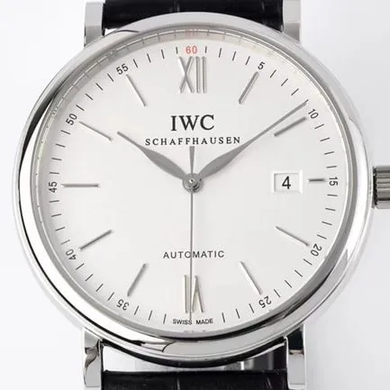 ZF Factorytop-tier watch IWC white dial black belt Portofino series leather strap automatic movement watch front view