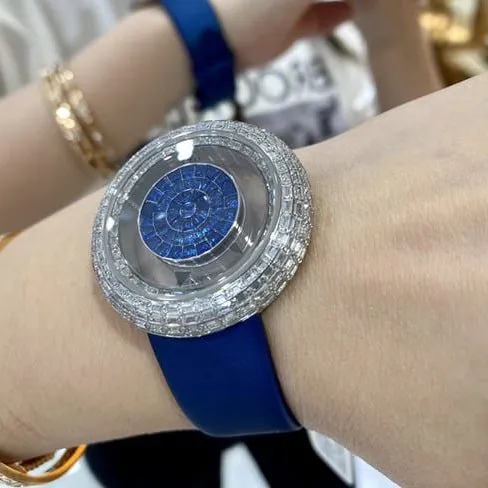 top-tier Jack top-tier women's black dial blue band quartz watch front view
