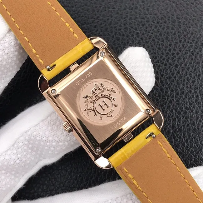 YF factory top-tier watch Hermès black dial black belt quartz crocodile leather strap watch clasp picture clasp picture
