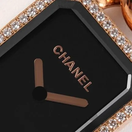 top-tier replicaChanel women's black dialrose gold with Premiere series steel braceletquartz watch detail shots