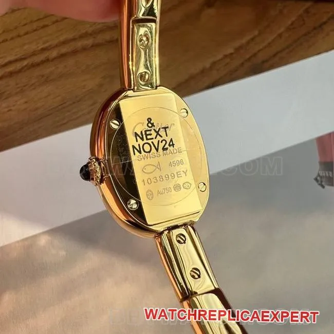 Watch BBA Factory Bathtub Cartier Silver White Dial Gold Bezel Quartz Back Real Shot