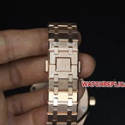 Top Audemars Piguet Royal Oak 15400 Bag 18K Rose Gold Men's Blue Dial Mechanical Watch Front View