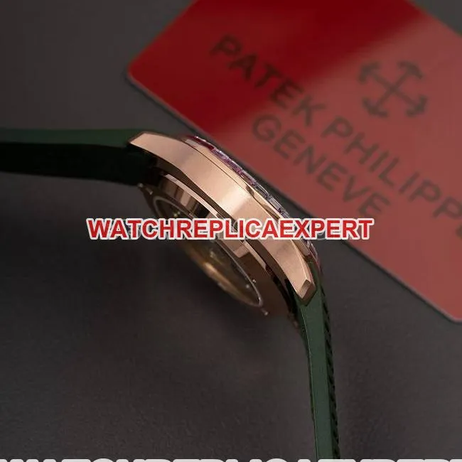 top-tier watch Patek PhilippePPM factory Aquanaut mechanical green rubber braceletcaseback live photo