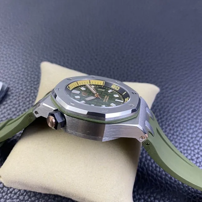 BF factory Audemars Piguettop-tier watch new men's model green dial green strap full automatic movement front view