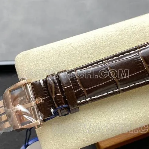 collectible watch BLS factory silver white dialBreitling aviation chronographrose goldleather strap model front live photo