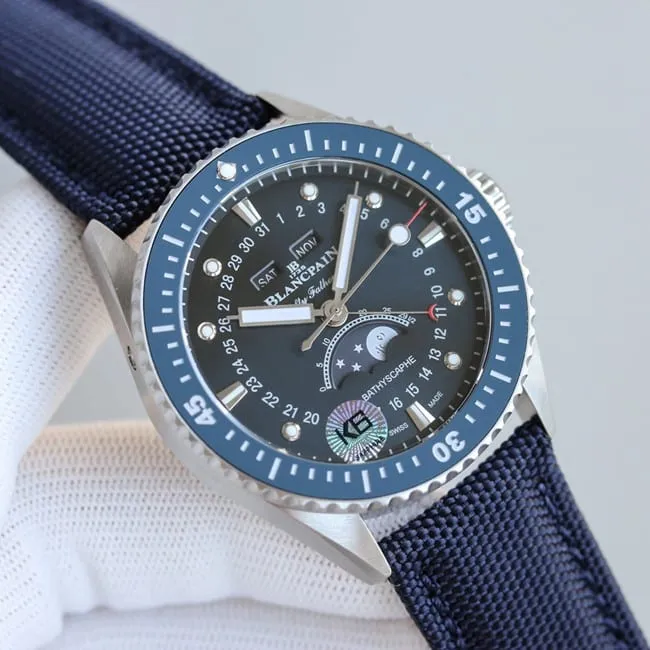 TW Factory Top Blancpain Fifty Fathoms Series Men's Green Dial Nylon Strap Automatic Mechanical Watch Detailed Images
