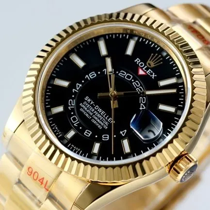 top-tier replicaRolex men's black dial gold steel bracelet Navigator series mechanical watch clasp picture