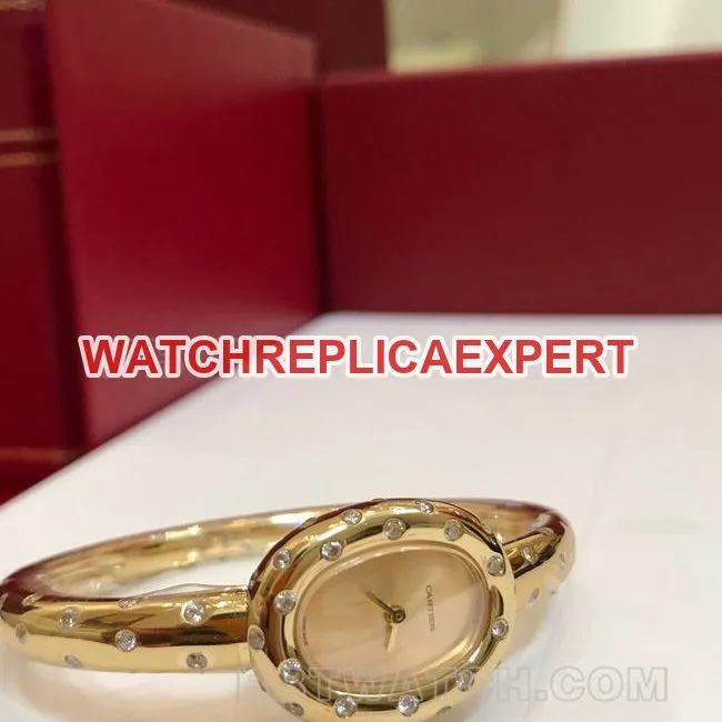 Top- watch BBA factory bathtub Cartier gold dial Moissan diamond British movement front actual photo