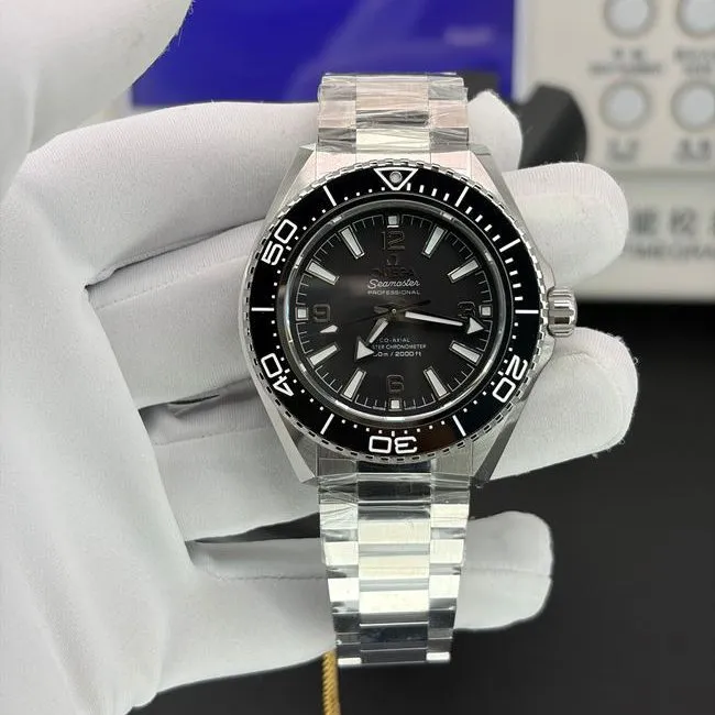 Top watch VS factory Omega Seamaster black dial 600m steel strap back actual photos