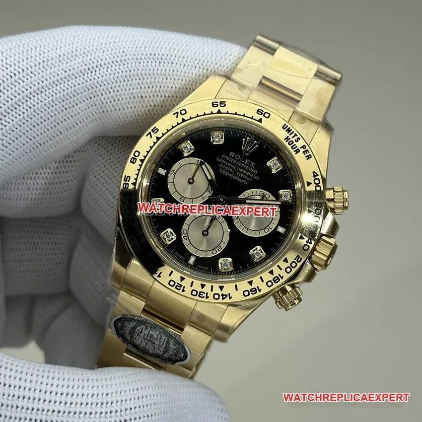 Clean FactoryRolexDaytonatop-tier 1:1super cloneblack dial all gold steel bracelet model 126508front live photo