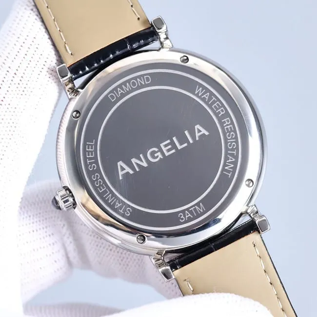 Top-tier genuine diamond Anglia Time Series cowhide watch side view