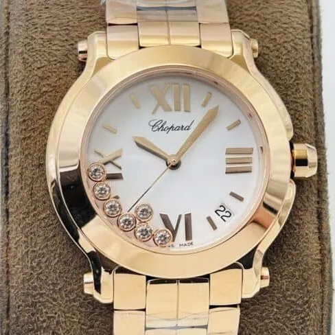YF factory top-tier watch ChopardHAPPY DIAMONDS series 18K gold white dial ladies watch clasp picture