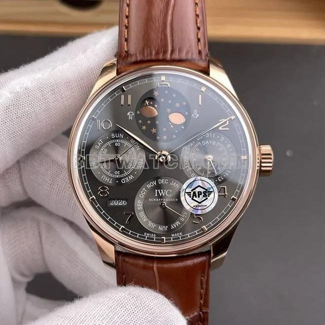 collectible watch Portugal APS factory IWC perpetual calendar gray plate rose goldbraceletlive photos