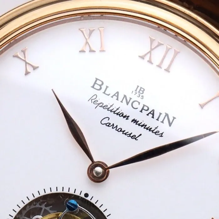 Top-tier watch Blancpain men's white dial Art Master series leather strap watch clasp picture
