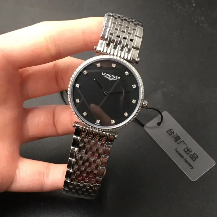 top-tier watch Longines couple watch black dialsteel bracelet Jialan series boutique watch side view