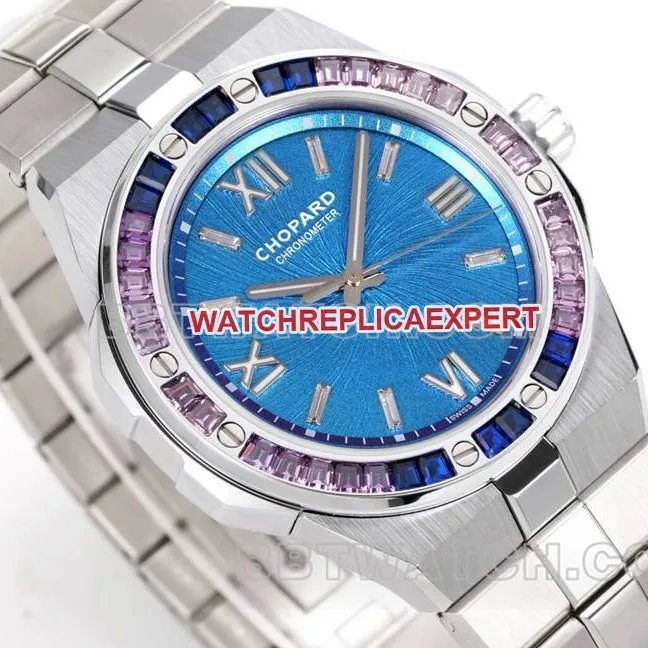 Chopard watch GH factory snow mountain proud wing 41mm blue dialsapphire crystaldiamond bezelsteel bracelet model front live photo