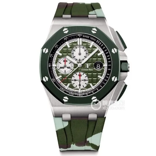 TW factory Audemars PiguetRoyal Oak offshore type top-tier khaki green dial rubber model 26400front live photo