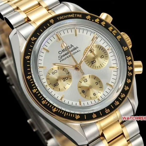 Omega Speedmaster 1:1top-tier replicasilver dial gold steel bracelet model 310.20.42.50.02.001caseback live photo