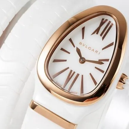 BV factory top-tier watch Bvlgariquartz women's white dialceramicbracelet watch front view