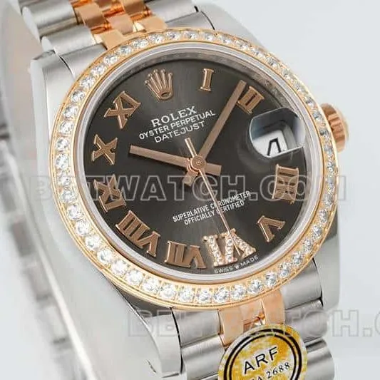 ARF FactoryRolex log top-tier dark gray plate diamond bezel31mm intergold five-grid chain link 278381braceletlive photos