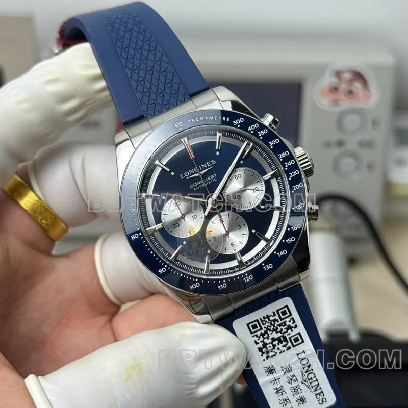 Longinestop-tier watch AF Factory Concas blue dial7750movement42mm rubber caseback live photo