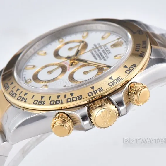 C Factory Rolex Daytona1:1top-tier replicawhite dial gold steel bracelet model m116503-0001front live photo
