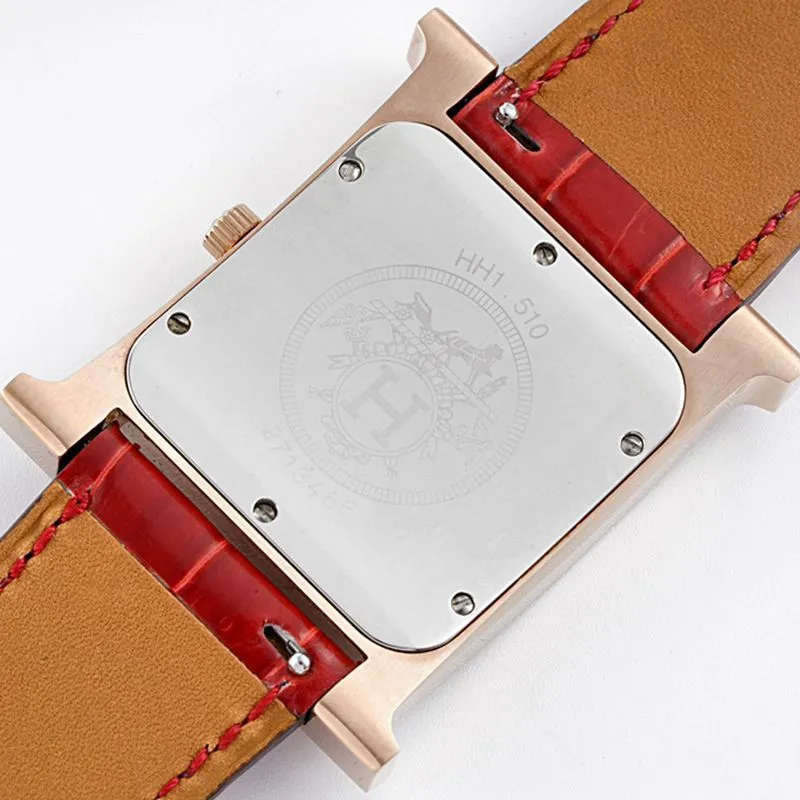 Hermès top-tier watch HeureH three-hand series ladies quartzrose gold watch clasp picture
