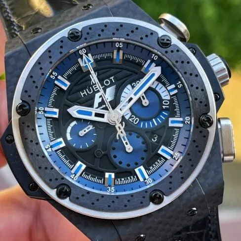 top-tier replicaV6 factory Hublot track blue storm 48MM king supreme series men's watch front view