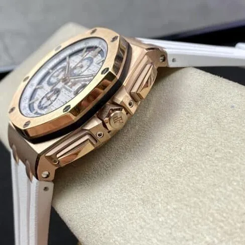 top-tier replicaAudemars PiguetRoyal Oak offshore 26400 watch 18K rose gold white dial men's mechanical watch bracelet picture