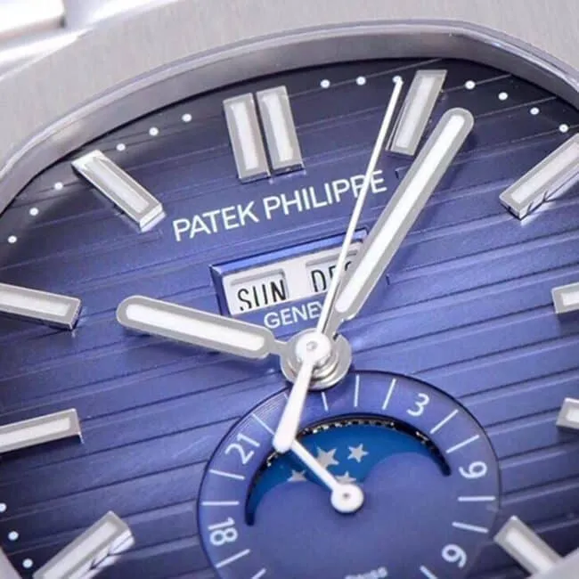 top-tier watch Patek Philippe men's blue dialsteel braceletNautilus annual calendar bowl watch 5726 series watch bracelet picture