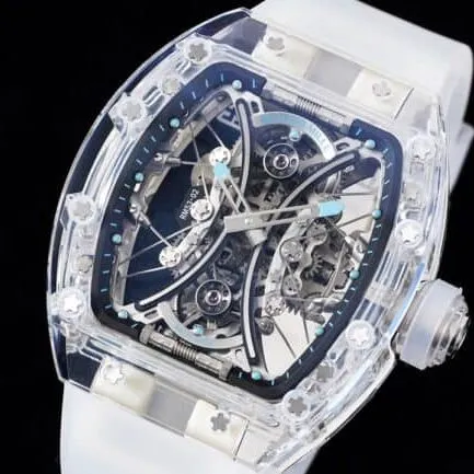 Top-tier Richard Mille white dial shock release. RM 053-02 Polo Tourbillon latest masterpiece, the hottest tourbillon watch, side view.