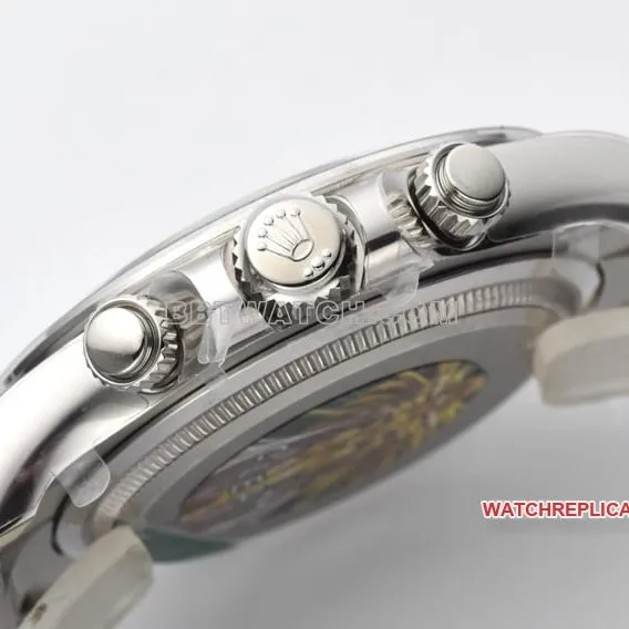 Factory C RolexDaytona1:1top-tier replicawhite gold cement gray 4131steel bracelet front live photo