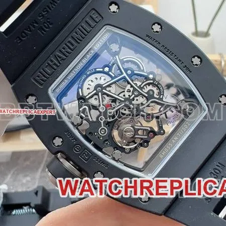 Richard Mille's collectible watch R factory hollow plate black rubber model RM055front live photo