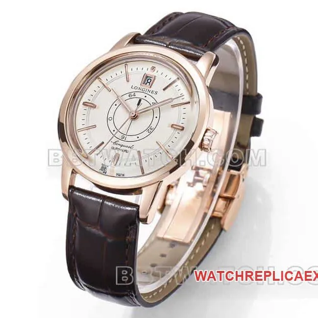 AD factory Longines classic replicatop-tier 1:1high-quality replicaguilloché dialrose goldleather strap caseback live photo