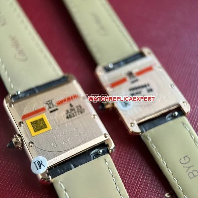 collectible watch DR factory tank Cartier silver gray plate rose gold case quartz black braceletbraceletlive photos