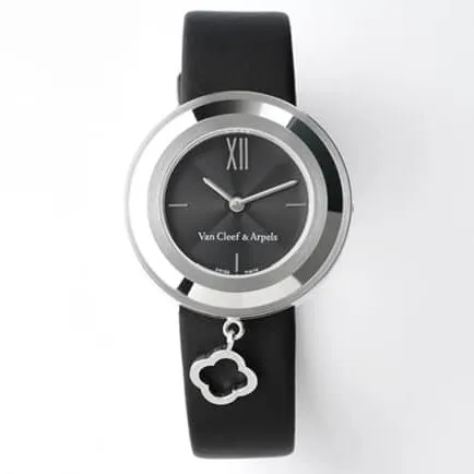 Top-tier Van Cleef & Arpels women's black dial black belt Charms Gold series quartz watch back cover picture