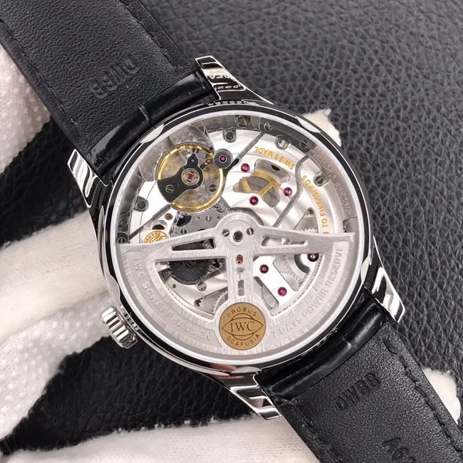 YL Factory IWC Top Watch Automatic Mechanical Men's White Dial Portuguese Seven Leather Strap Watch Movement Diagram