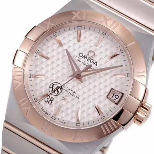 Omega temperament model vs Constellation high-quality temperament model 8500 mechanical watch white dialrose goldmovement picture