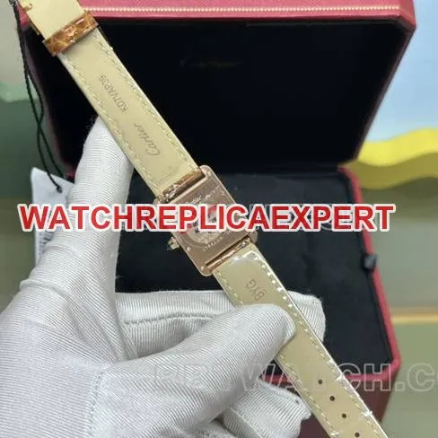 collectible watch tank DR factory Cartier silver white dialquartz gold brown braceletfront live photo