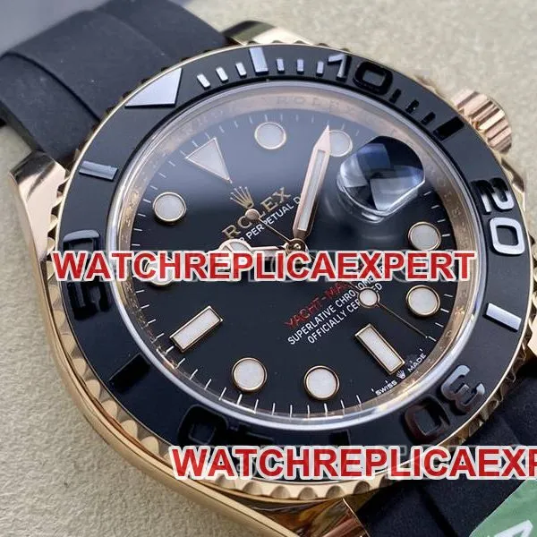 Rolex collectible watch ARF Factory Yacht-Master black dialrose gold case 42mm rubber model quality live photos
