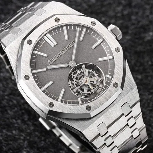 top-tier replicaR8 factory 2022 Audemars Piguet gray plate Royal Oak self-winding tourbillon men's watch clasp picture