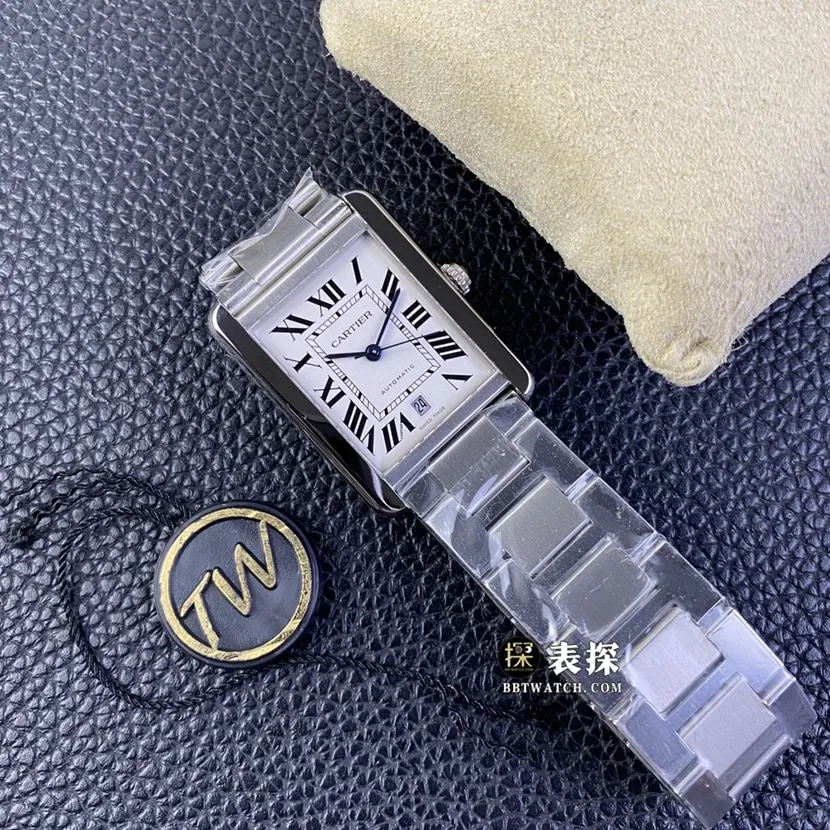 Cartier tank W5200028top-tier 1:1super watch men's silver white dialsteel bracelet picture and price side live photo
