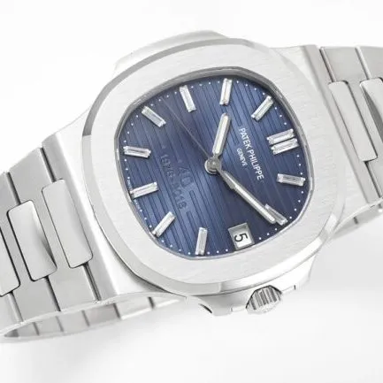 top-tier watch Patek Philippe Nautilus 40th anniversary white steel blue bottom men's mechanical watch movement picture