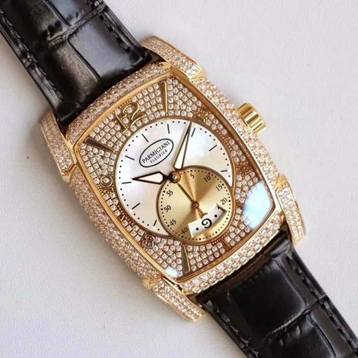 Top-tier watch Parmigiani Fleurier men's gold plate KALPA series fully automatic movementleather strap watch movement picture