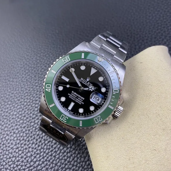 Clean Factorytop-tier watch Rolex men's black dialsteel braceletBlack Submariner41mmautomatic movement watch side view