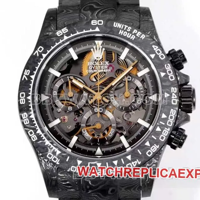 TW factory Rolex Daytonatop-tier 1:1high-quality carbon fiber hollow plate black steel bracelet bracelet live photos